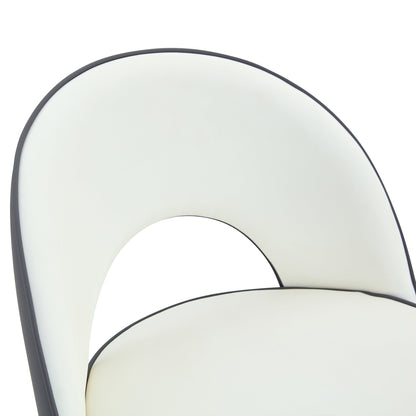 Modern White & Dark Gray Spliced PU Upholstered Rotating Bar Chair Set