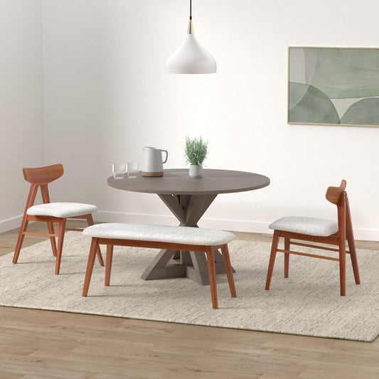 Alfred Round Solid Wood Rustic Dining Table 46.5 Inch Diameter