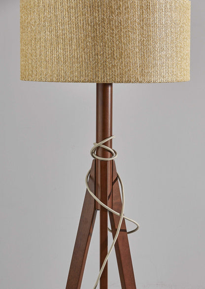 Natural Chunky Tripod Floor Lamp With Walnut Wood