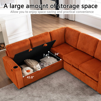 Sectional Sleeper Sofa with Pull Out Bed and USB Charging Ports