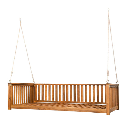 Patio Minimalist Twin Size Garden Swing Bed Wood Porch Swing