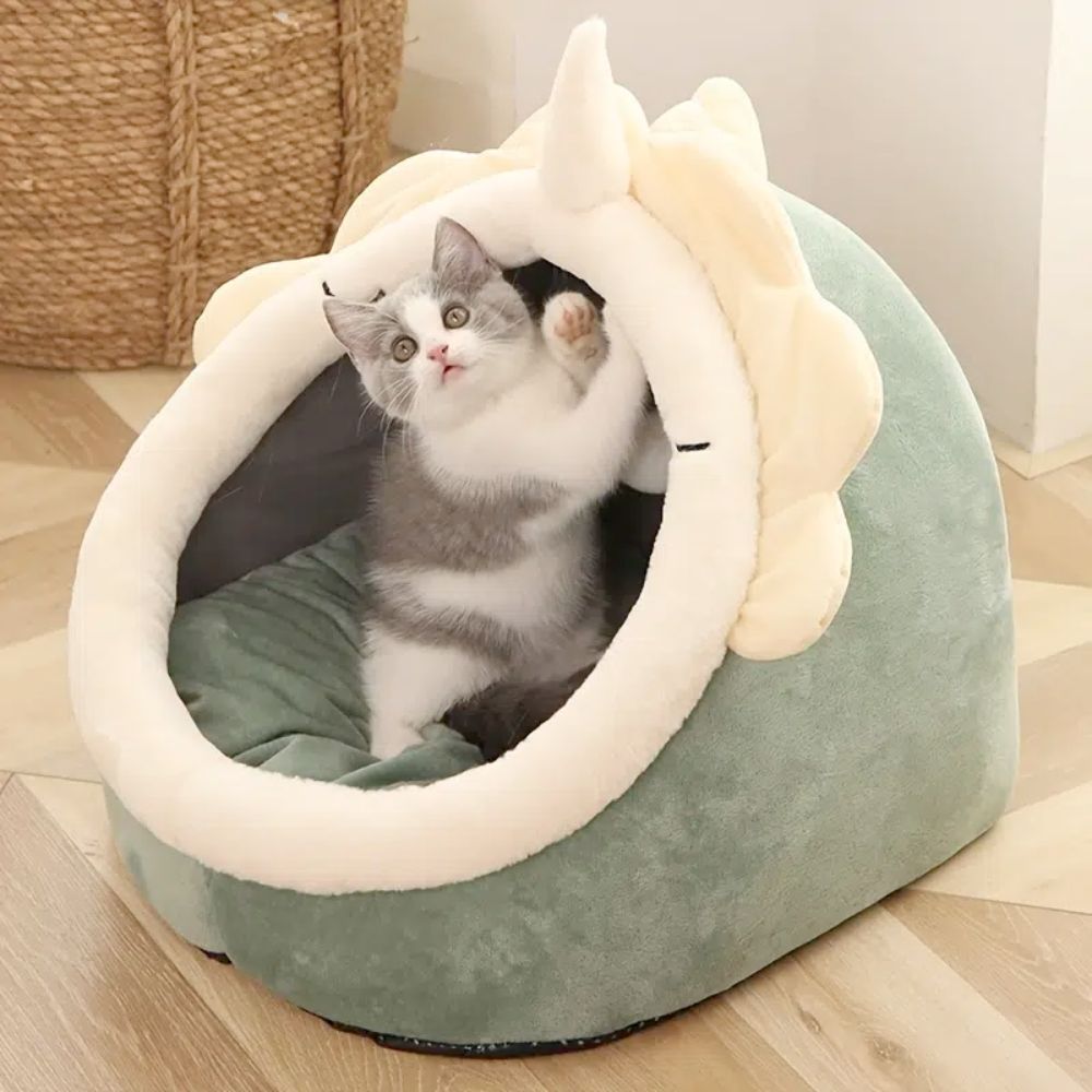 Adorable Dinosaur Pet House with Toy for Cats and Small Dogs