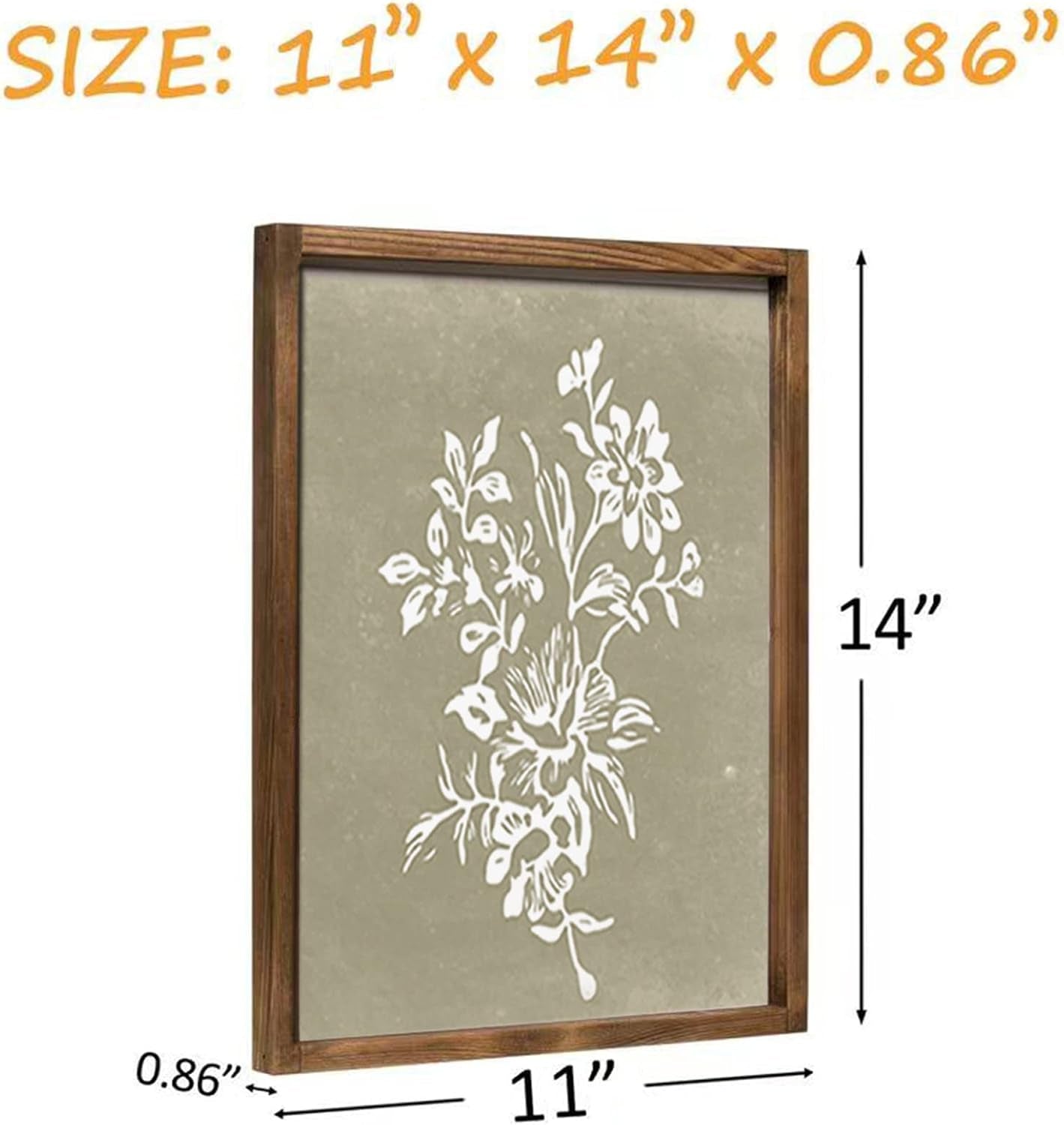 Framed Botanical Wall Art Set of 4 with Walnut 10x10 Frames