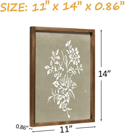 Framed Botanical Wall Art Set of 4 with Walnut 10x10 Frames
