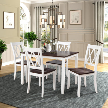 5-Piece Solid Wood Dining Table Set with Comfortable Chairs