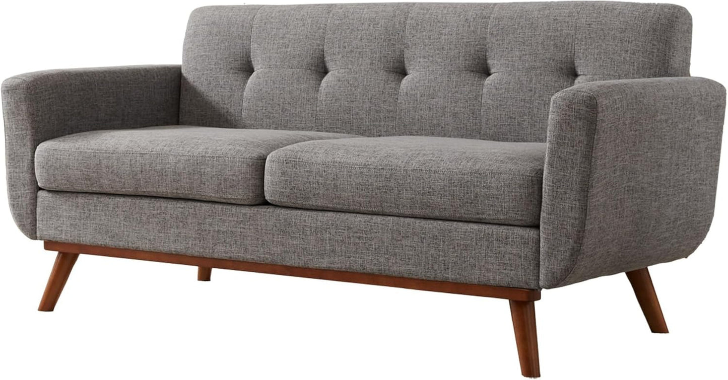 Grey Mid Century Modern Loveseat Sofa 65.3 Inch Living Room