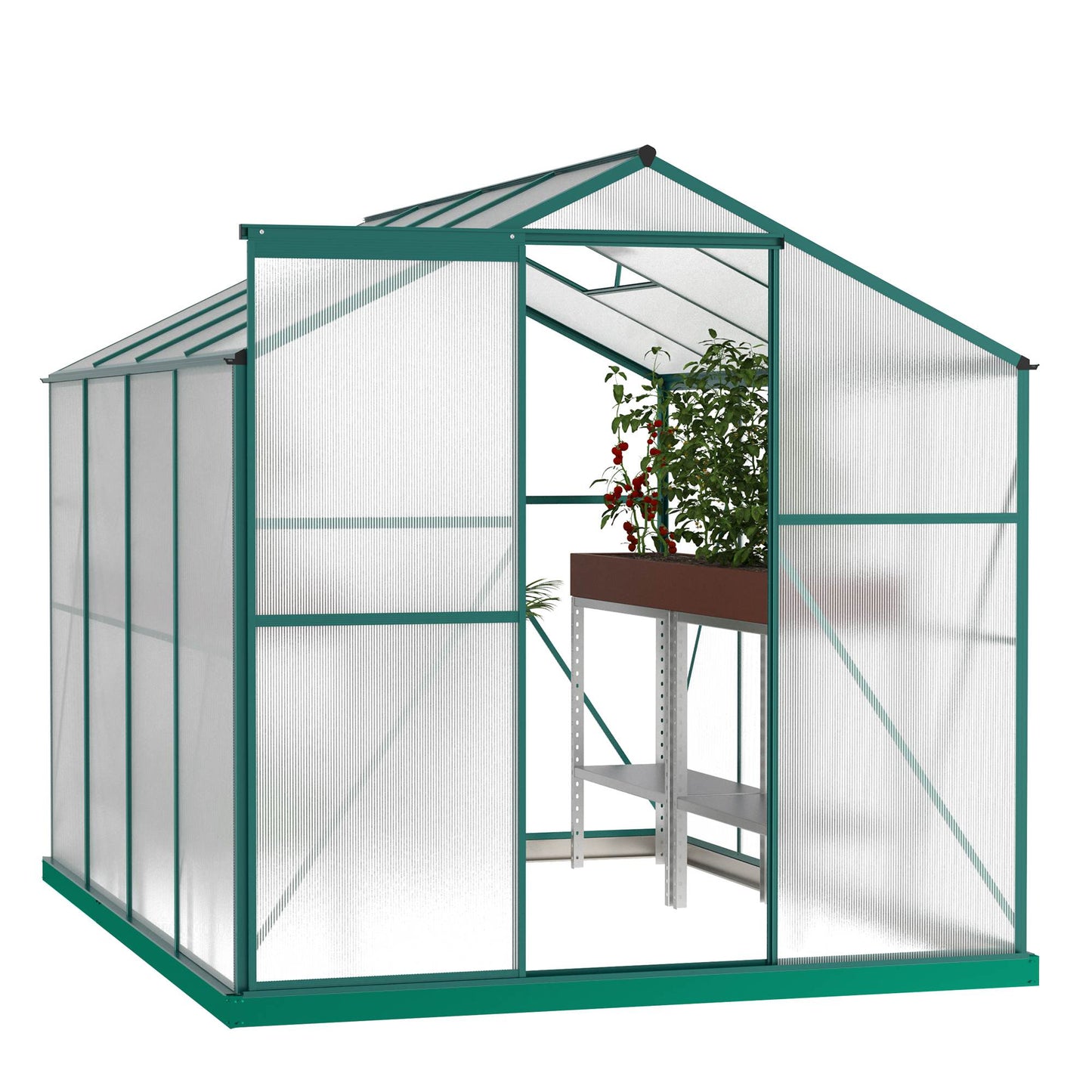 Polycarbonate Greenhouse 6x8 Ft Heavy Duty Walk-in Plant Garden