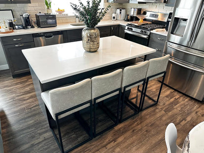 Set of 4 Counter Height Bar Stools with PU Leather Back