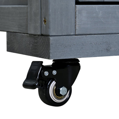 65''H Large Garden Potting Bench with Lockable Wheels and Storage