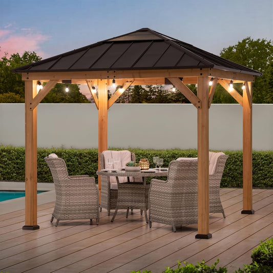 9x9 Cedar Framed Hardtop Gazebo for Outdoor Shade and Comfort