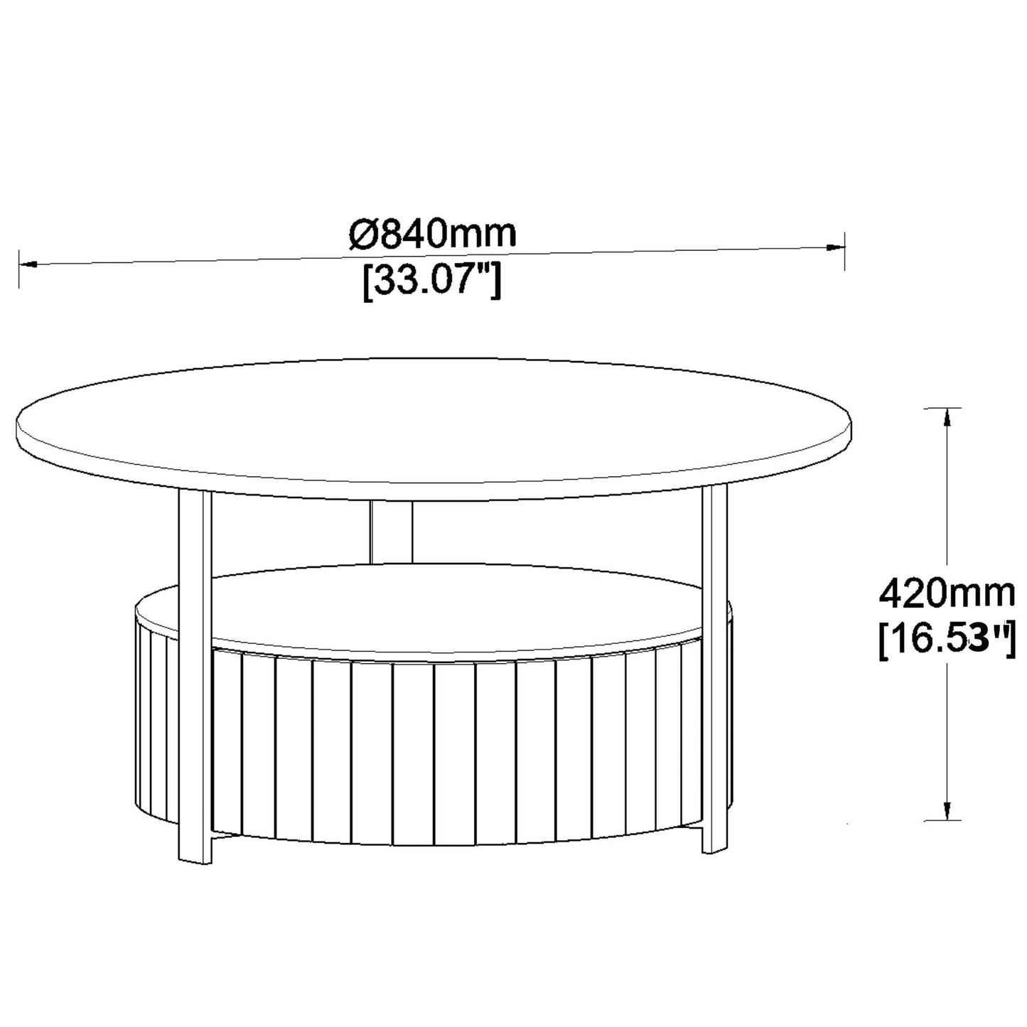 Round Storage Coffee Table Perfect For Living Room Movie Nights