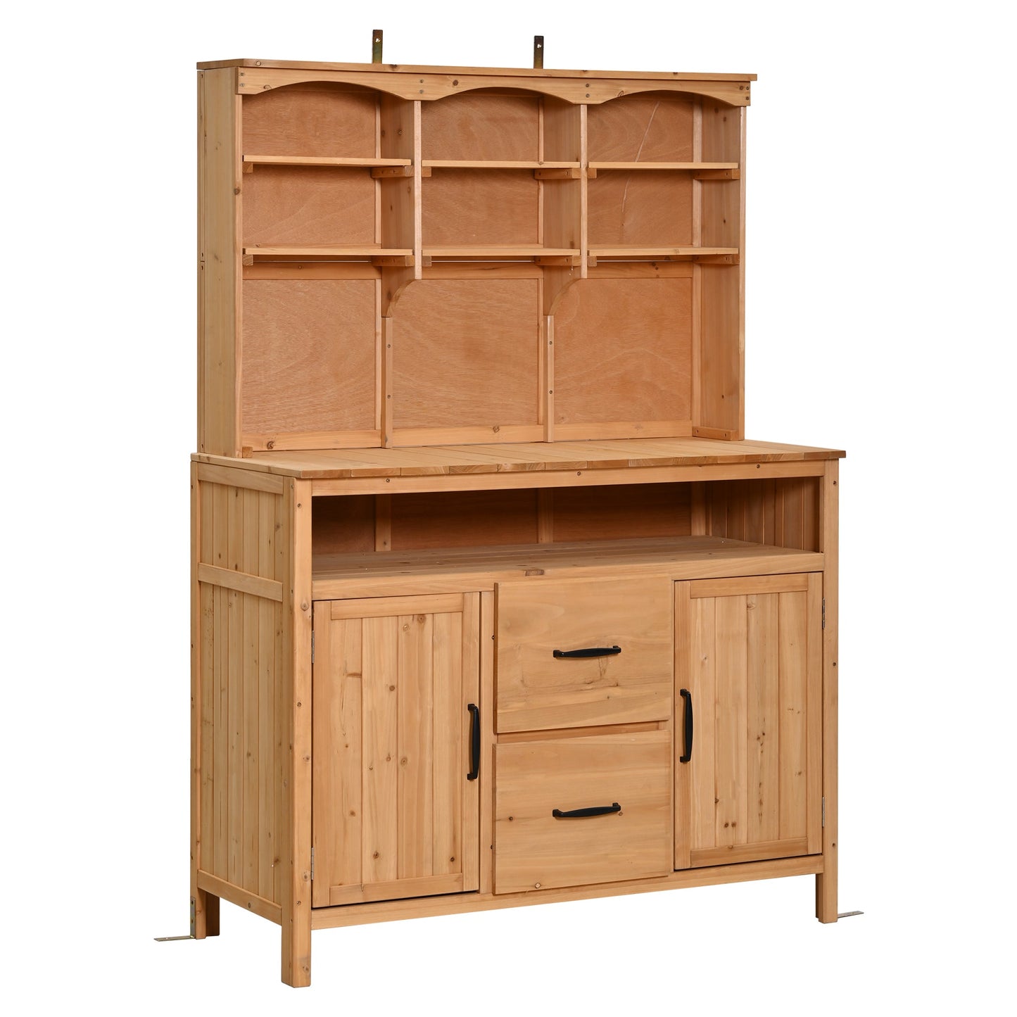 Large Fir Wood Potting Bench, 45.3"L Multi-Functional Outdoor Patio