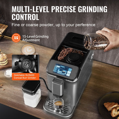 Fully Automatic Espresso Machine 20 Bar With Auto Milk Frother