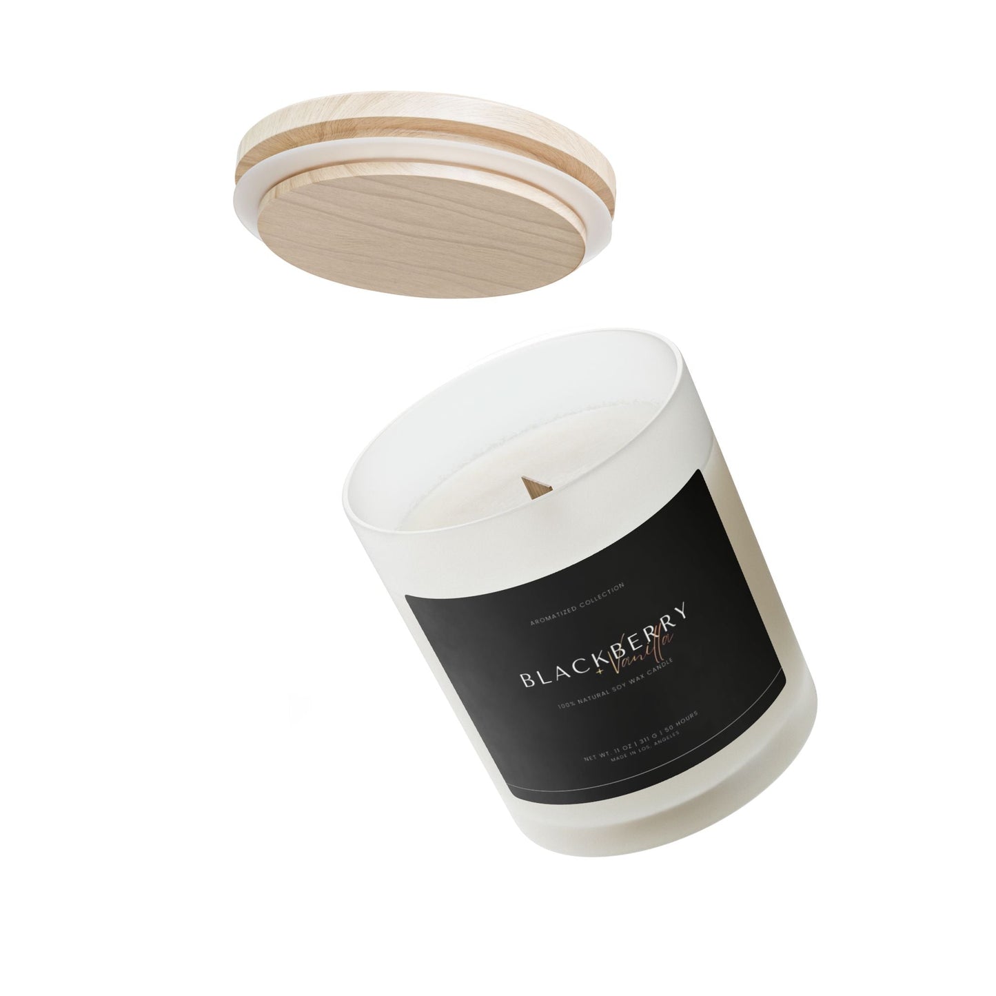 Blackberry Vanilla Frosted Glass Candle, 50 Hour Burn