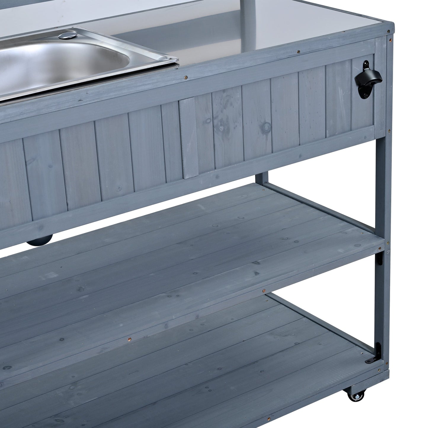 41.7'' Large Patio Rolling Kitchen Island with Sink & Storage