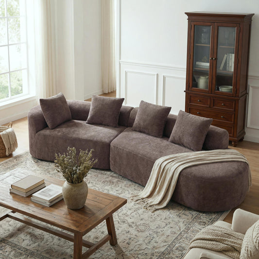 116' Modern Curved Sectional Sofa with High-Density Comfort