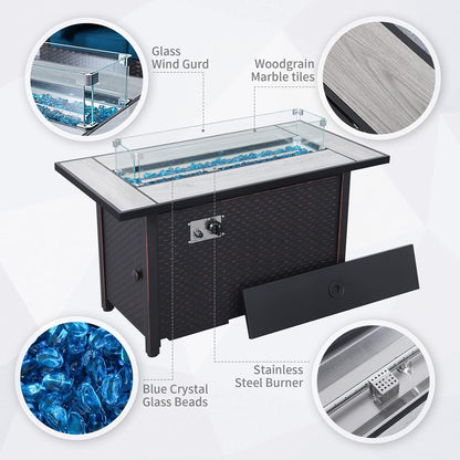 7 Piece Outdoor Furniture Set with 45 Inch Fire Pit