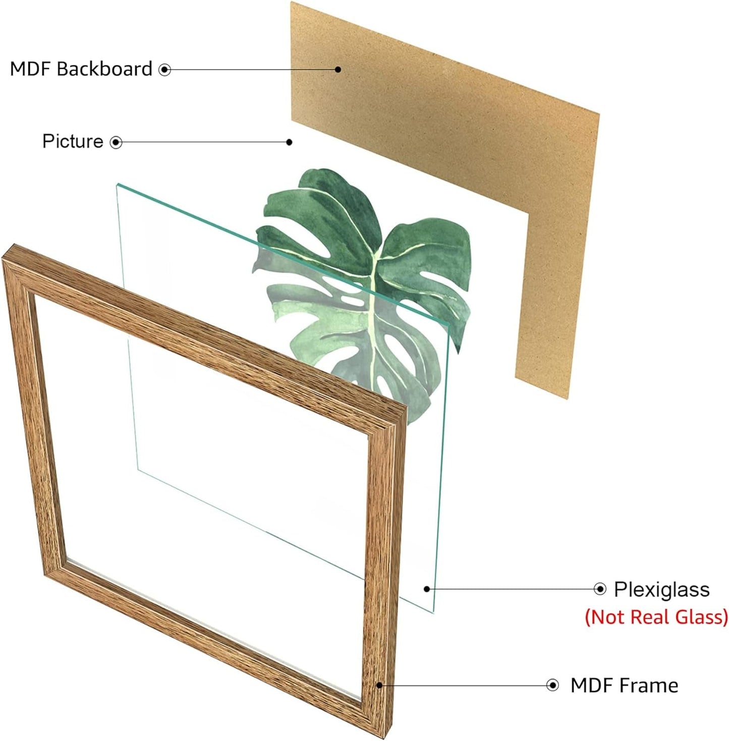 Botanical Framed Wall Art Set of 4 in Walnut 10x10 Frames