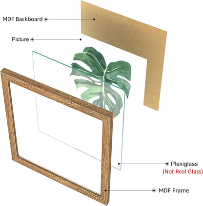 Botanical Framed Wall Art Set of 4 in Walnut 10x10 Frames