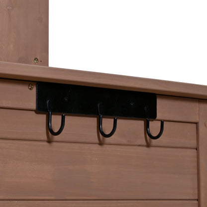 65''H Large Garden Potting Bench with Lockable Wheels and Storage