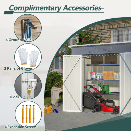 6'x4' Outdoor Metal Storage Shed with Lockable Door