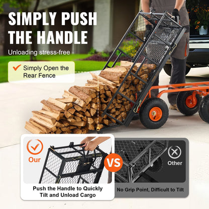 VEVOR Metal Garden Dump Cart with Easy Assembly Frame