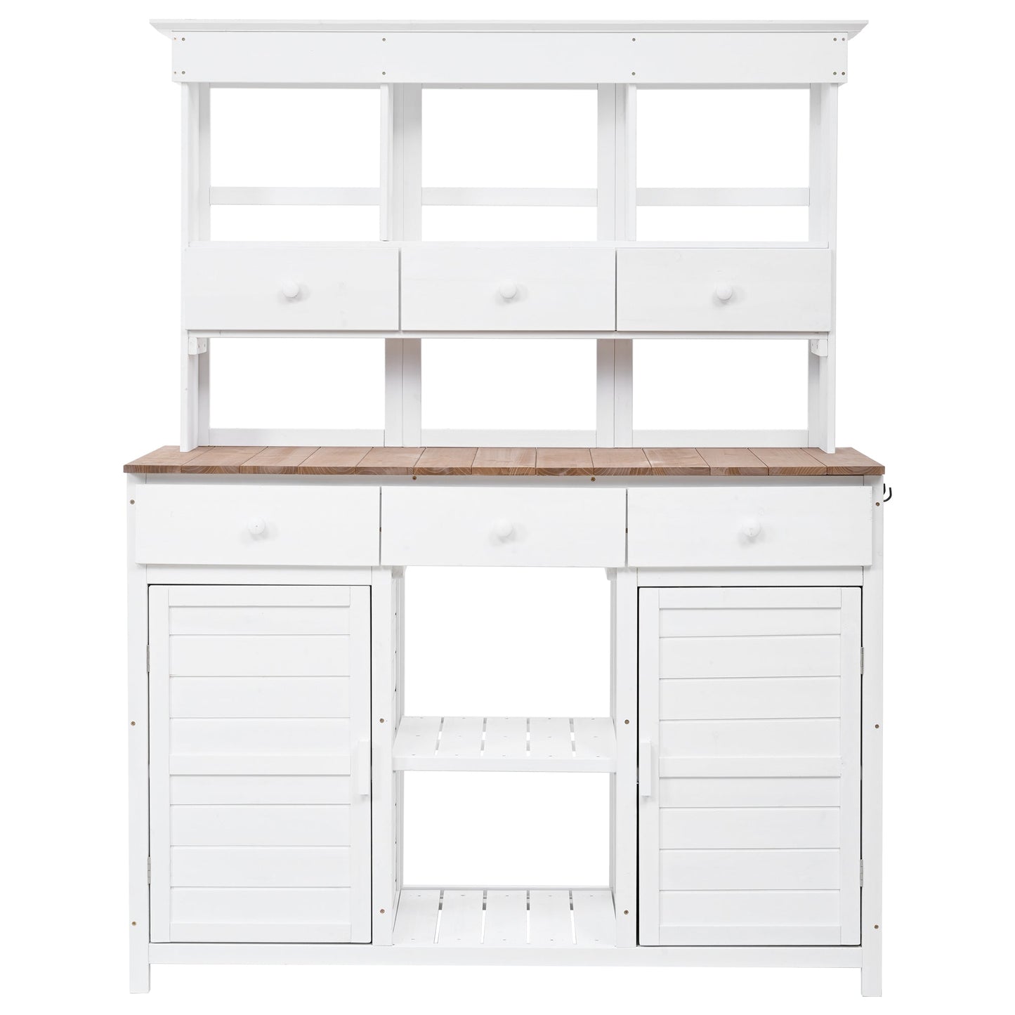 65.7'' H Tall Fir Wood Garden Potting Bench Table with Hutch