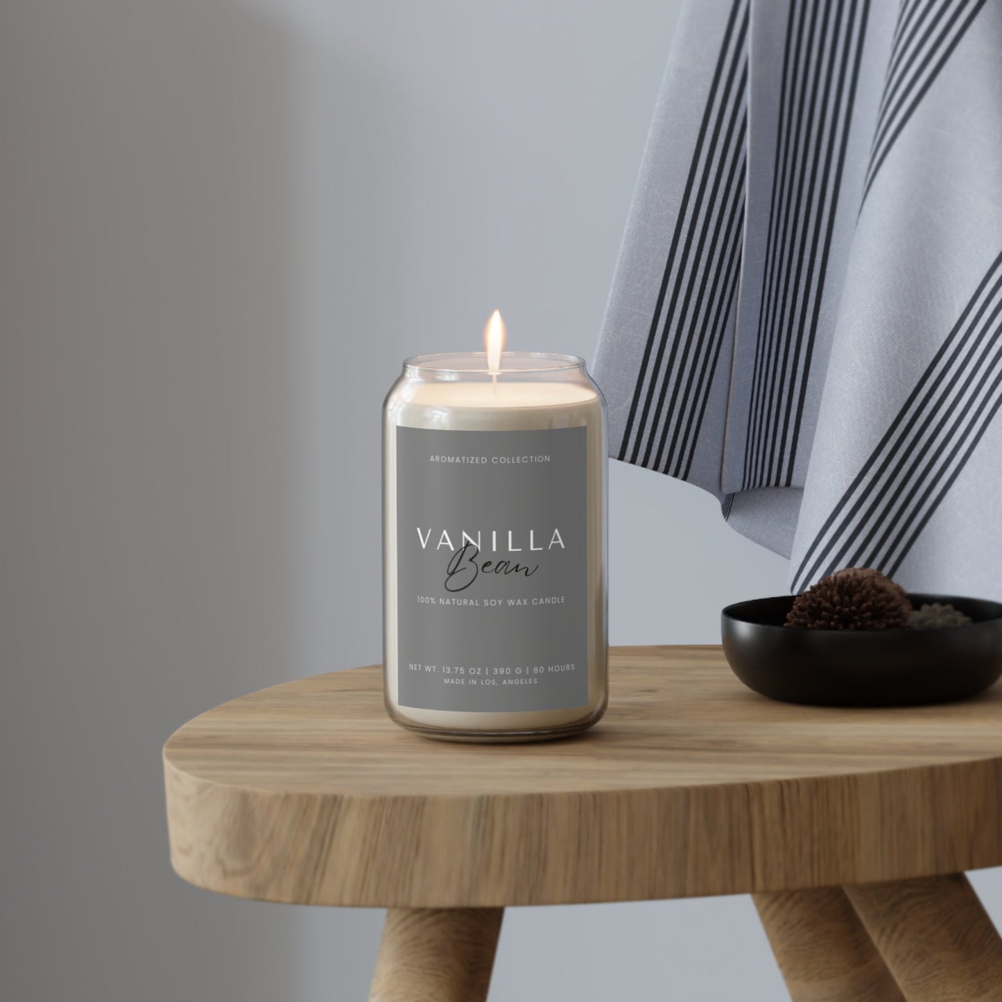 Vanilla Bean Scented Soy Candle, 70 Hours Burn Time