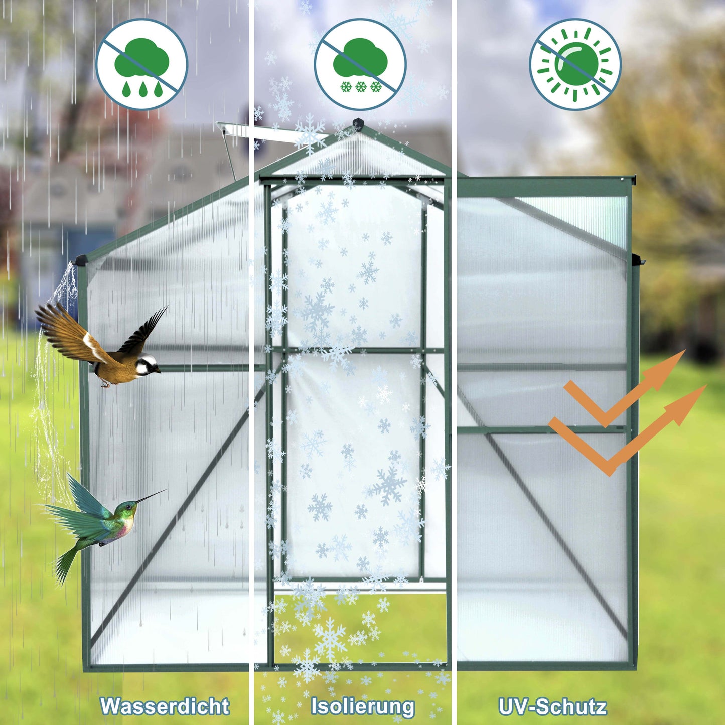 Polycarbonate Greenhouse 6x8 Ft Heavy Duty Walk-in Plant Garden