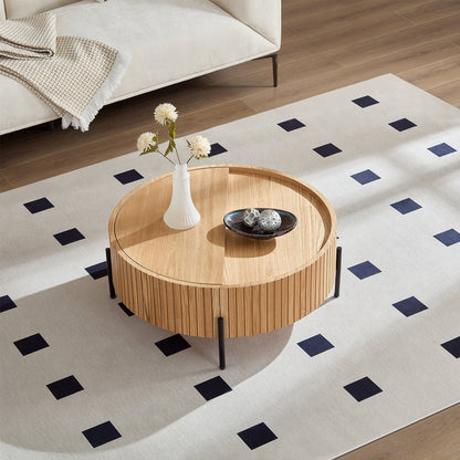 Round Coffee Table with Storage Modern Accent Tea Table