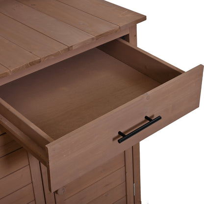 65''H Large Garden Potting Bench with Lockable Wheels and Storage