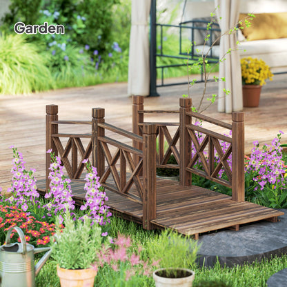 5 ft. Wooden Garden Bridge Footbridge for Backyard Ponds
