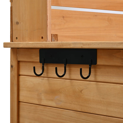 65''H Large Garden Potting Bench with Lockable Wheels and Storage