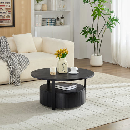 Round Storage Coffee Table Perfect For Living Room Movie Nights