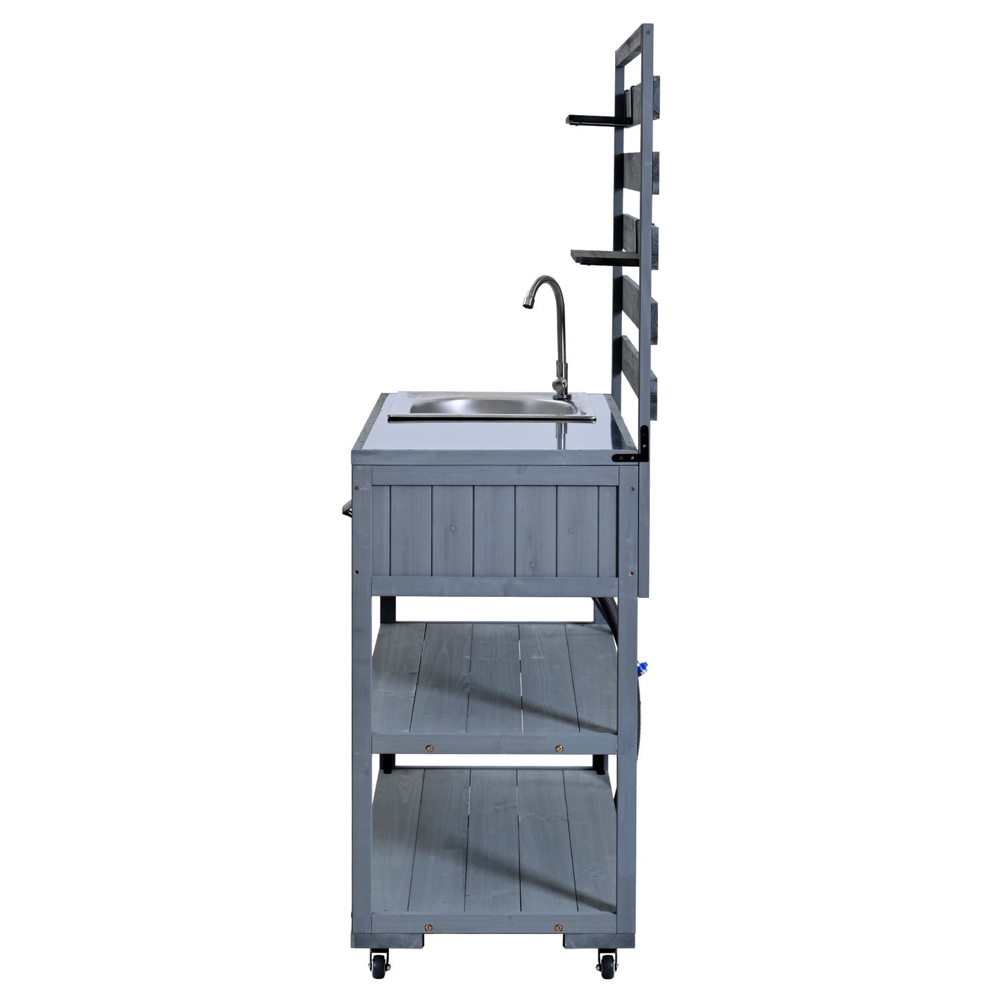 41.7'' Large Patio Rolling Kitchen Island with Sink & Storage