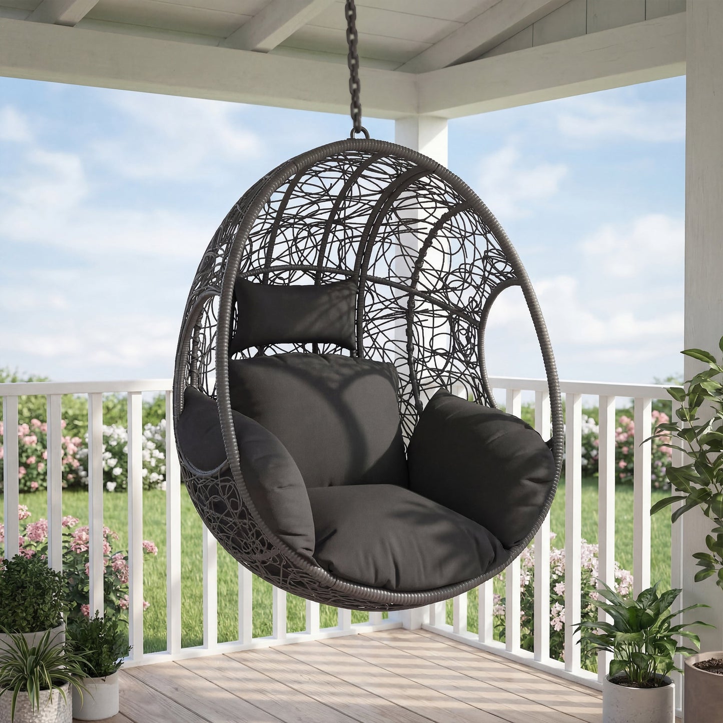 Outdoor Wicker Swing Egg Chair Grey - Seat Only