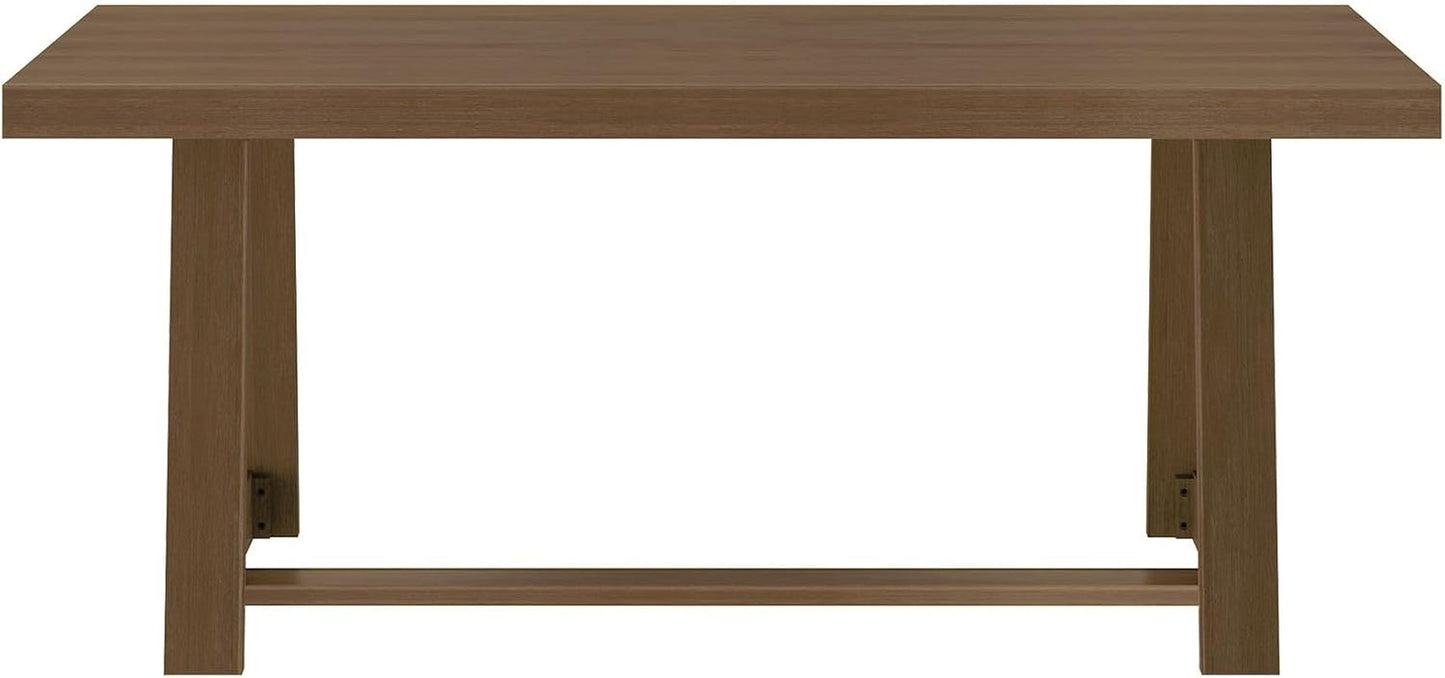 72 Inch Farmhouse Dining Table Solid Wood Rustic Kitchen Table Pecan