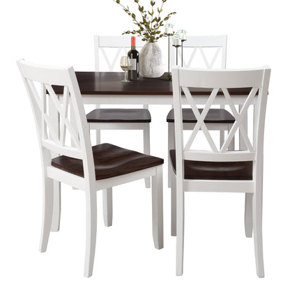 5-Piece Solid Wood Dining Table Set with Comfortable Chairs