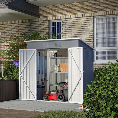 6'x4' Outdoor Metal Storage Shed with Lockable Door