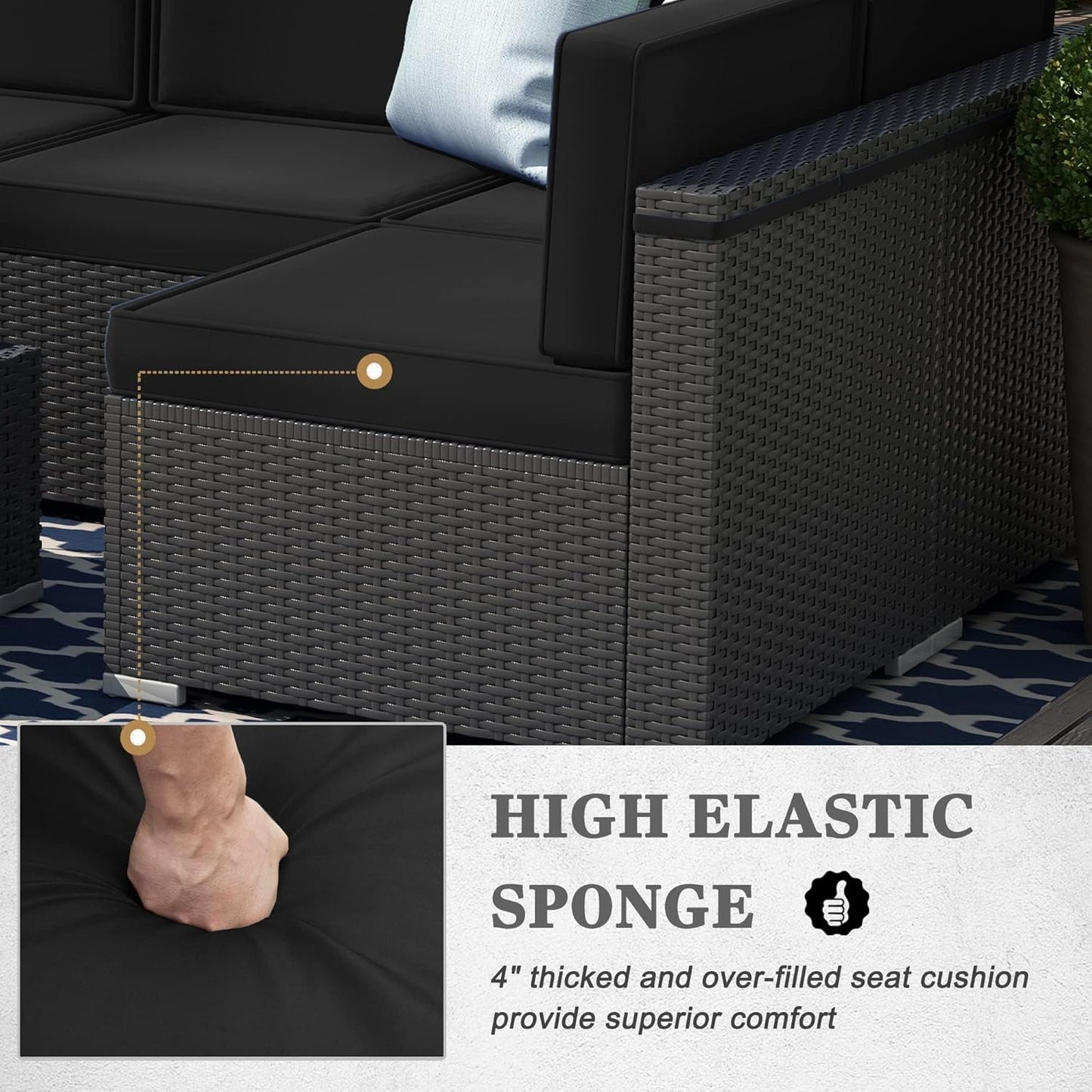 Vakollia 8 Piece Patio Furniture Set With 44 Inch Propane Fire Pit