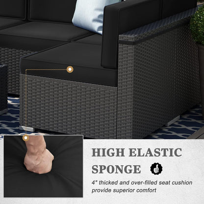 Vakollia 8 Piece Patio Furniture Set With 44 Inch Propane Fire Pit