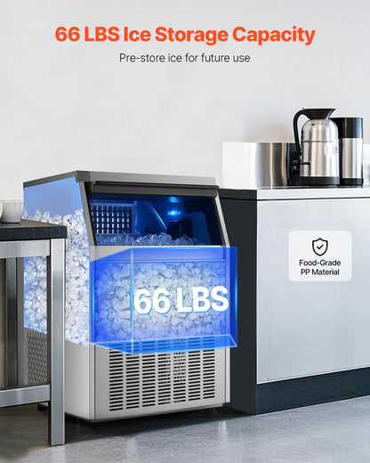 160lbs/24H Commercial Ice Maker with 66lbs Storage Capacity