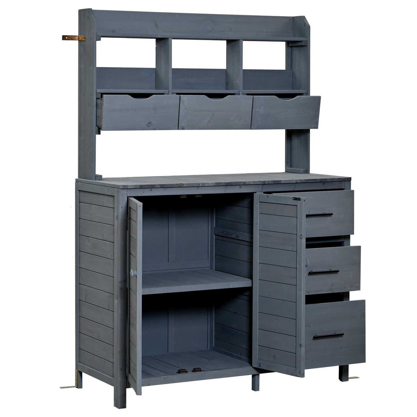 Farmhouse Patio Potting Bench, 44.6''x19.5'' Large Freestanding Garden