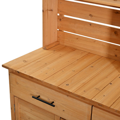 65''H Large Garden Potting Bench with Lockable Wheels and Storage