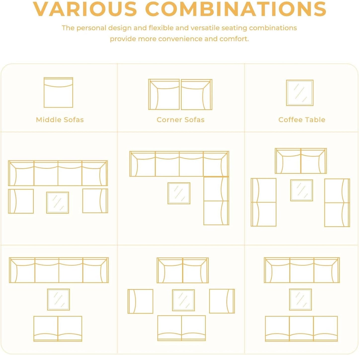 7 Piece Wicker Patio Set with Water-Resistant Beige Cushions