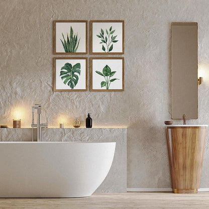 Botanical Framed Wall Art Set of 4 in Walnut 10x10 Frames