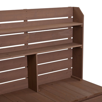 65''H Large Garden Potting Bench with Lockable Wheels and Storage