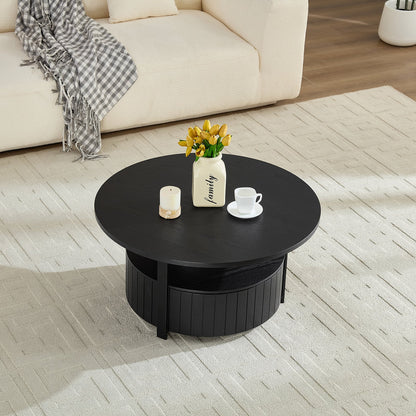 Round Storage Coffee Table Perfect For Living Room Movie Nights