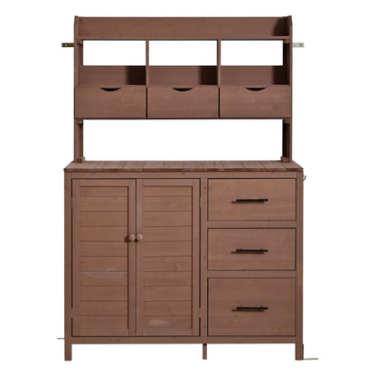 Farmhouse Patio Potting Bench, 44.6''x19.5'' Large Freestanding Garden