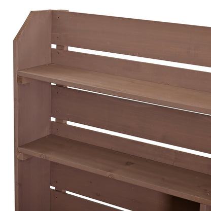 65''H Large Garden Potting Bench with Lockable Wheels and Storage